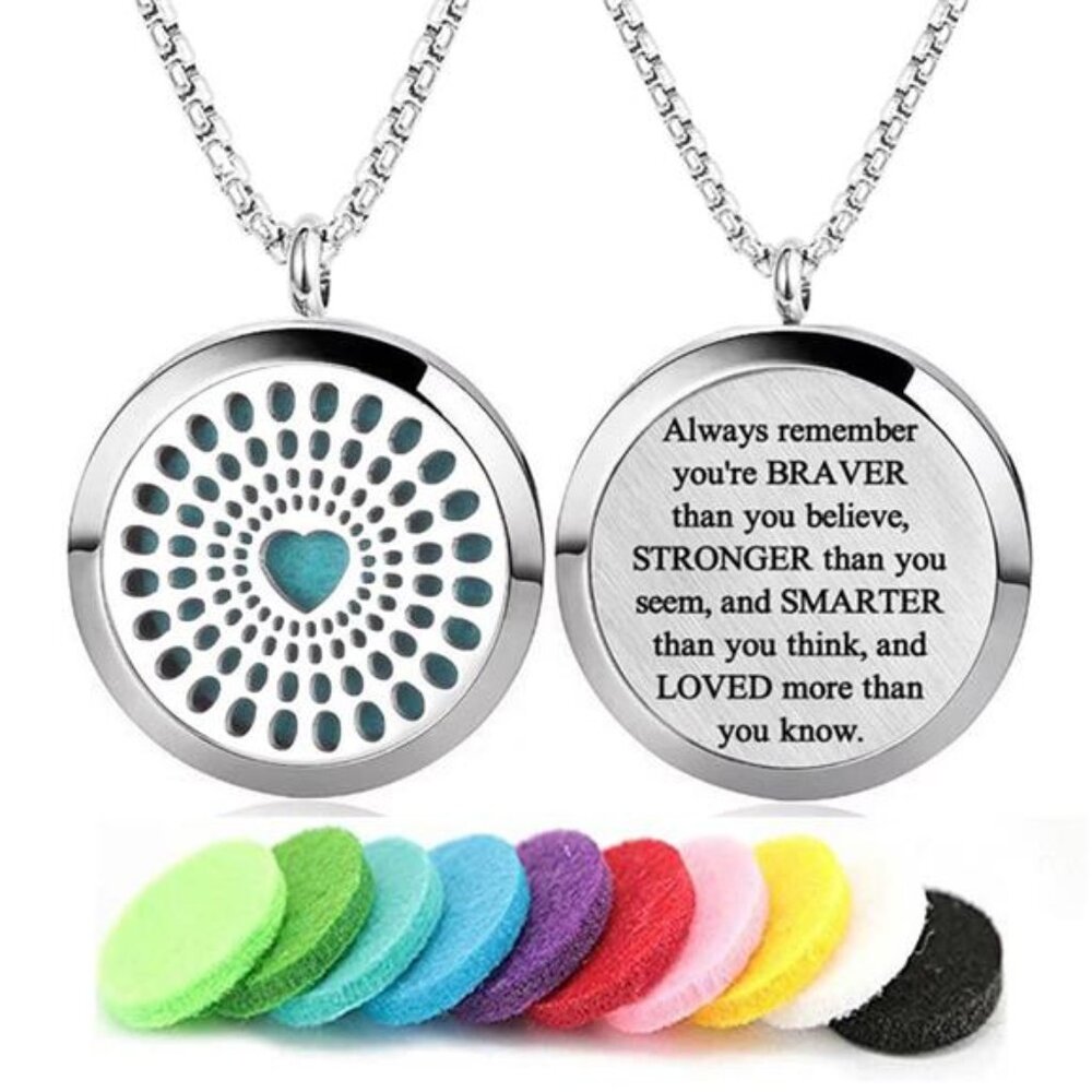Aromatherapy Essential Oil Diffuser Necklace Stainless Steel Pendant